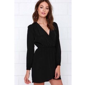 Black Long Sleeve Wrap Dress